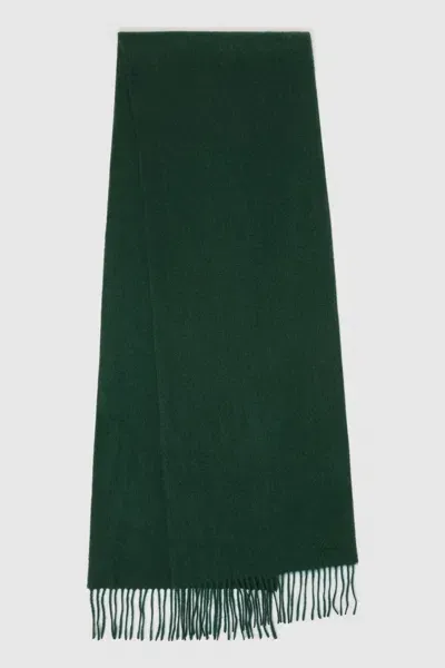 Reiss Dark Green Wool And Cashmere Scarf