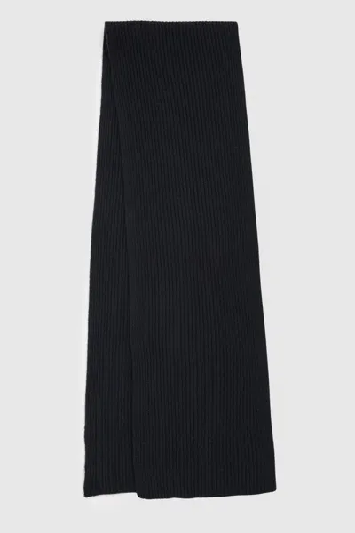 Reiss Dark Navy Alderny Atelier Ribbed-cashmere Scarf In Black