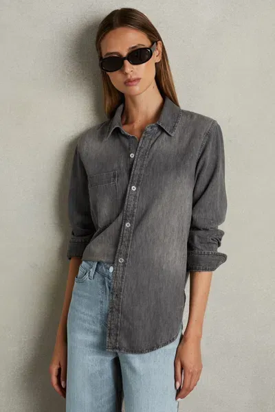 Reiss Grey Relaxed Denim Shirt