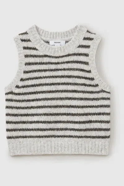 Reiss Grey Venus Alpaca Blend Striped Vest