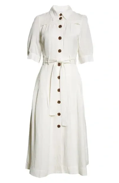 Reiss White Malika Belted Cap Sleeve Midi Dress