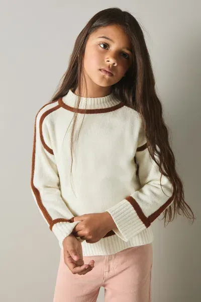 Reiss Kids' Ivory Contrast Jumper With Wool