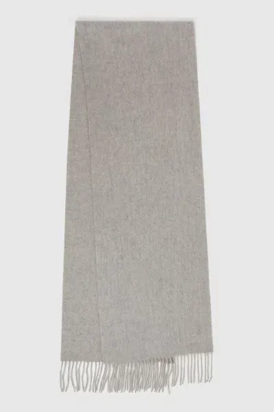 Reiss Light Grey Wool And Cashmere Scarf