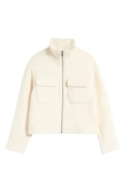 Reiss Lola Fleece Wool Jacket In Cream