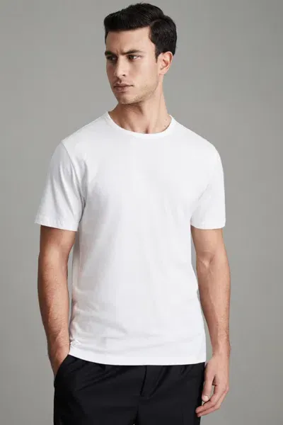 Reiss Optic White Cotton Crew Neck T-shirt