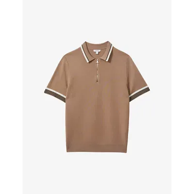 Reiss Warm Taupe Chelsea Half-zip Polo Shirt