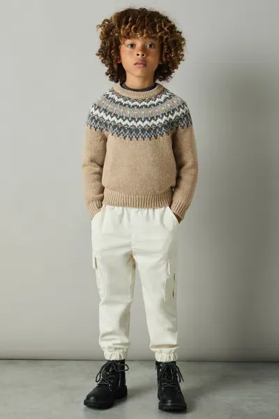 Reiss Mouse Melange Fair-isle Jumper With Cotton And Wool