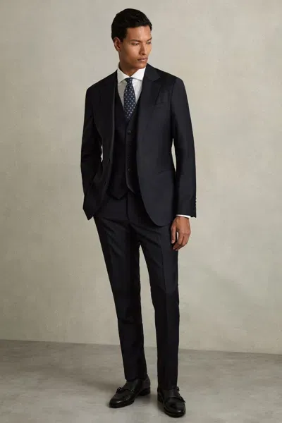 Reiss Navy Slim-fit Wool Suit Waistcoat