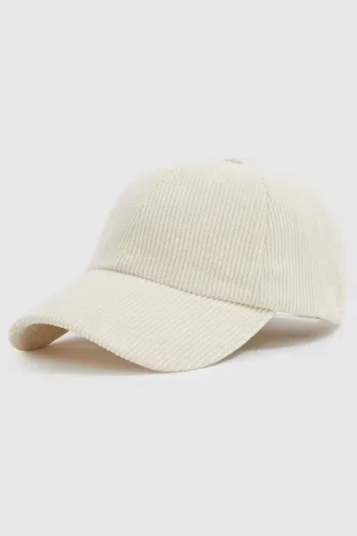 Reiss Off White Corduroy Baseball Cap In Neutral