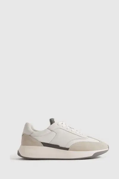 Reiss Off White Leather Suede Running Trainers