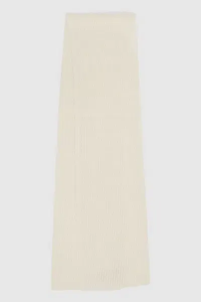 Reiss Off White Chesterfield Ribbed Merino Scarf