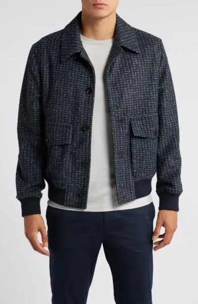 Reiss Packer Tweed Button-up Jacket In Navy Melange