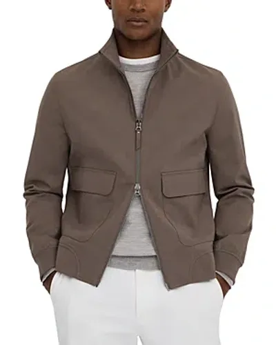 Reiss Brown Rufus Funnel Neck Zip-through Jacket