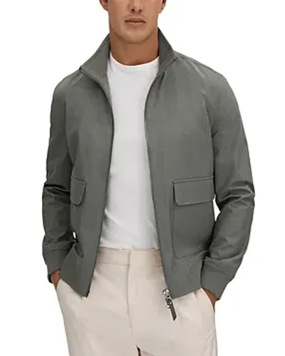 Reiss Green Rufus Funnel Neck Zip-through Jacket