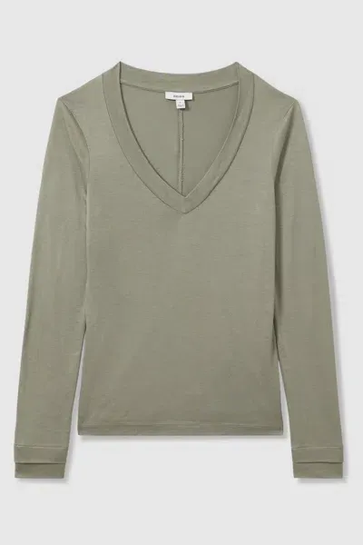 Reiss Sage Jersey V-neck Top