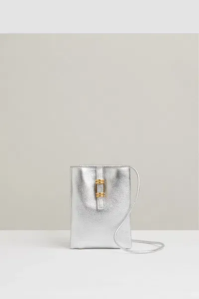 Reiss Silver Vienna Leather Phone Holder