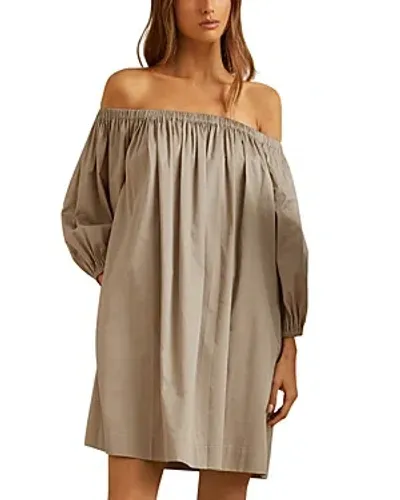 Reiss Sofia Puff Sleeve Dress In Mocha