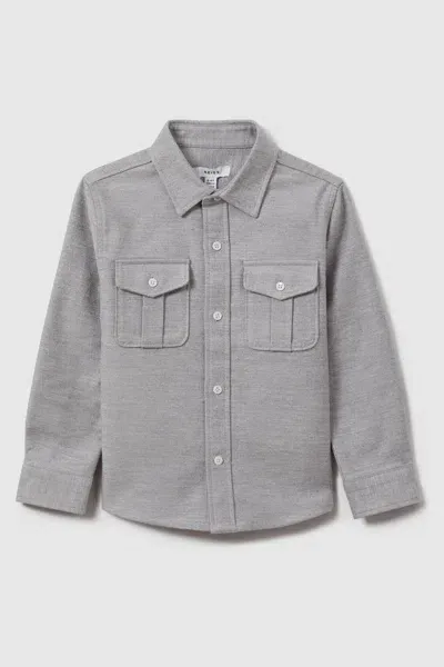 Reiss Thomas - Soft Grey Thomas Brushed Cotton Patch Pocket Overshirt