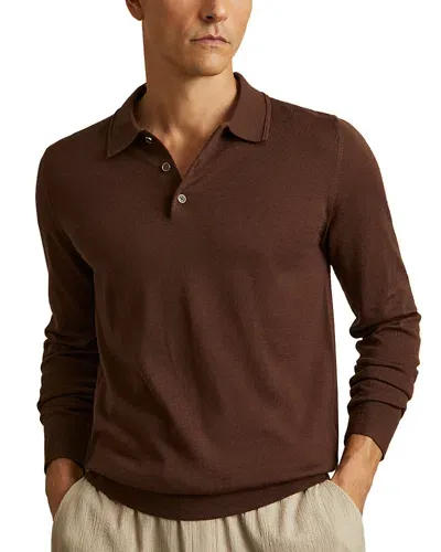 Reiss Trafford Long Sleeve Polo Sweater In Treacle Brown