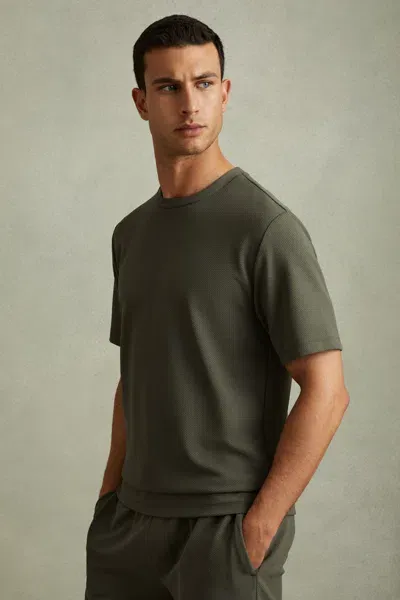 Reiss Green Smoke Wick Textured Crew Neck T-shirt