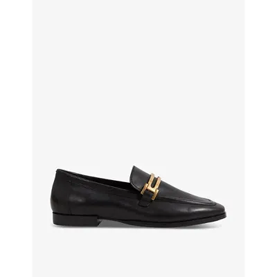 Reiss Womens Black Angela Hardware-embellished Leather Loafers