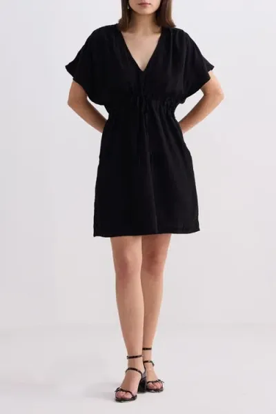 Reistor Short Gathered Dress In Black