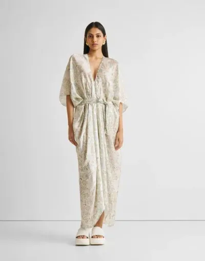 Reistor Silky Kaftan Dress In Lily Love