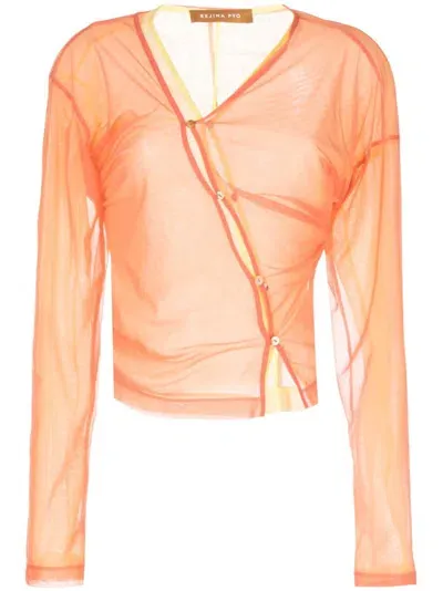 Rejina Pyo Asymmetric Button-fastening Blouse In Orange