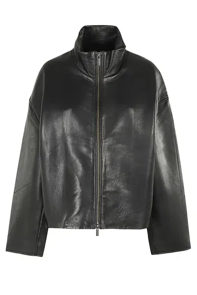 Remain Birger Christensen Bonded Leather Jacket In Black