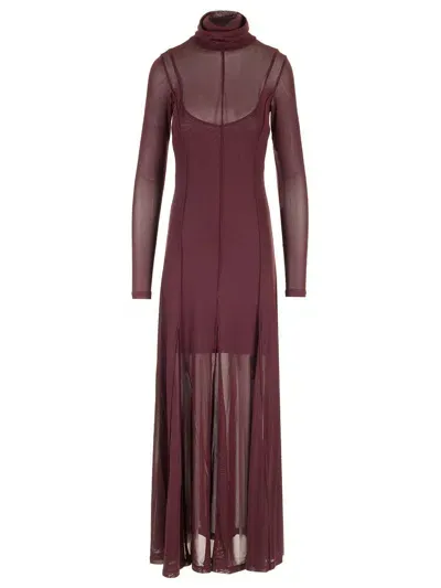 Remain Birger Christensen Mesh Maxi Dress In Bordeaux