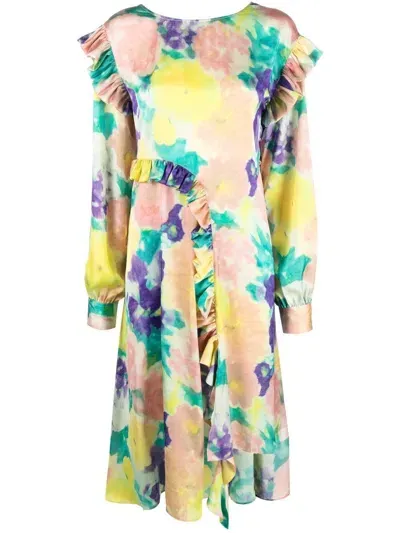 Remain Floral-print Long-sleeved Maxi Dress In Multicolour