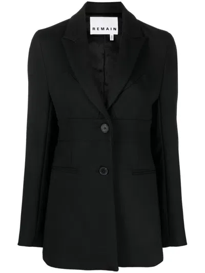 Remain Single-breasted Tailored Blazer In Black