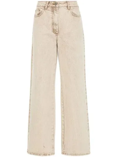 Remain Special Yoke Straight-leg Jeans In Beige