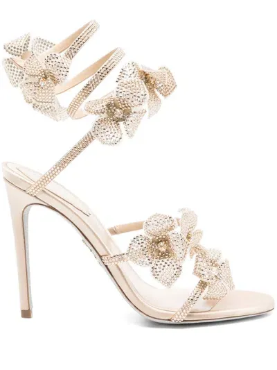 René Caovilla 105mm Floriane Sandals In Neutrals