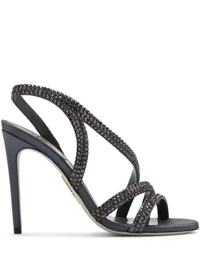 René Caovilla 105mm Lisa Sandals In Black