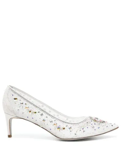 René Caovilla 60mm Crystal-embellished Pumps In White