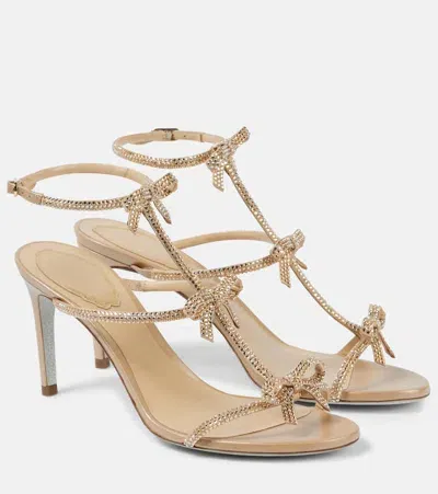 René Caovilla Caterina 80 Bow-detail Embellished Sandals In Beige