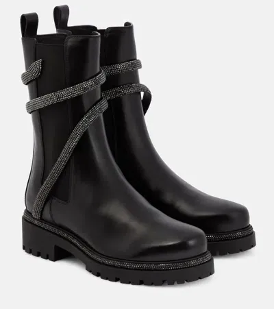 René Caovilla Chelsea Leather Ankle Boots In Black