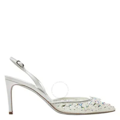 René Caovilla Cinderella 80mm Leather Pumps In White