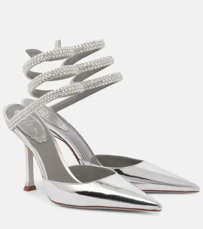 René Caovilla Verzierte Pumps Cleo Aus Metallic-leder In Silber