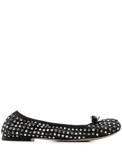 René Caovilla Crystal-embellished Ballet Flats In Schwarz