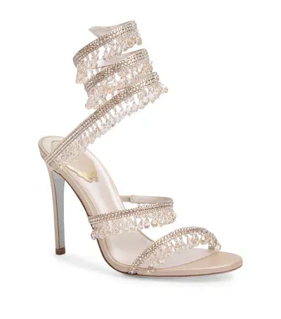 René Caovilla Embellished Chandelier Sandals 105 In Nude