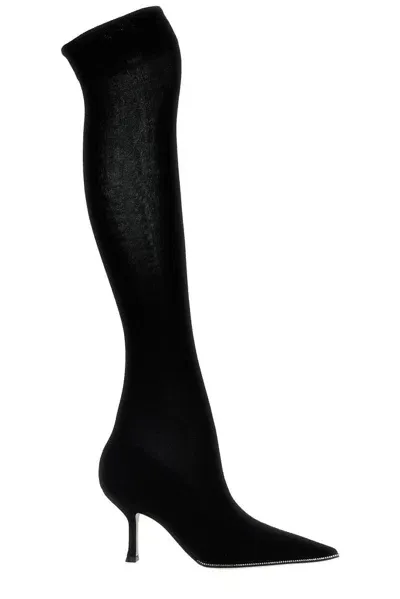 René Caovilla Knitted Boots In Black