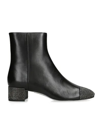 René Caovilla 40mm Bonien Crystal-embellished Ankle Boots In Schwarz