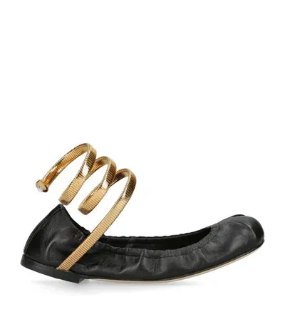 René Caovilla Leather Juniper Ballet Flats In Black