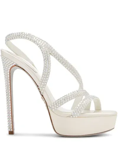 René Caovilla Lisa 130mm Platform Sandals In White