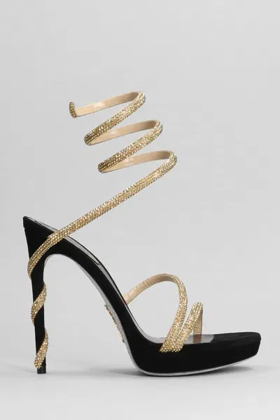 René Caovilla Margot Sandals In Black Leather