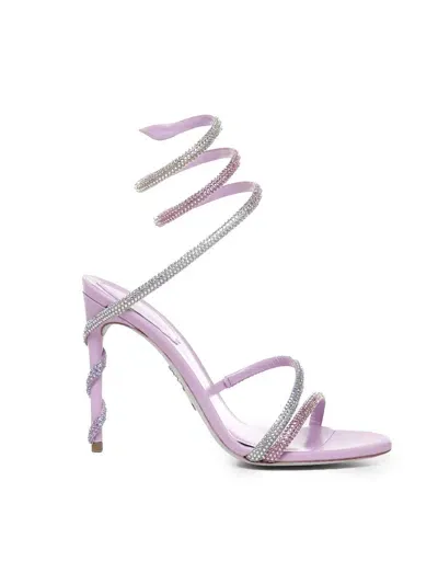 René Caovilla Margot Sandals In Satin In Purple