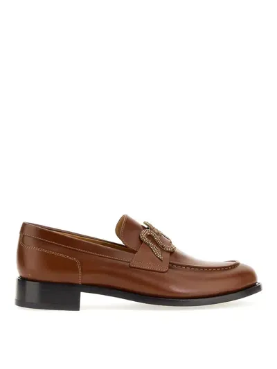 René Caovilla Loafer Mit Schlangendetail 30mm In Buff