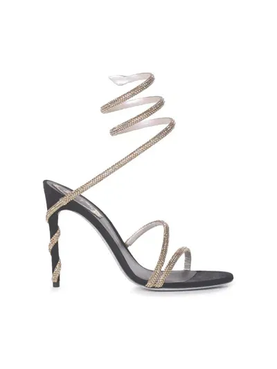 René Caovilla Sandali Margot Platform In Gold, Black